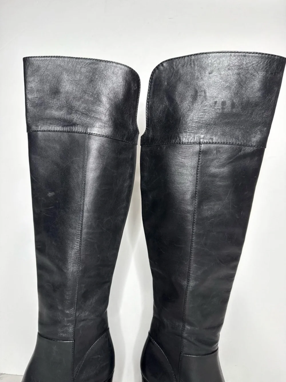 Tory Burch Black Leather Over The Knee Heeled Boot 5 1/2 M
